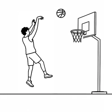 A basketball player taking a fadeaway jump shot
